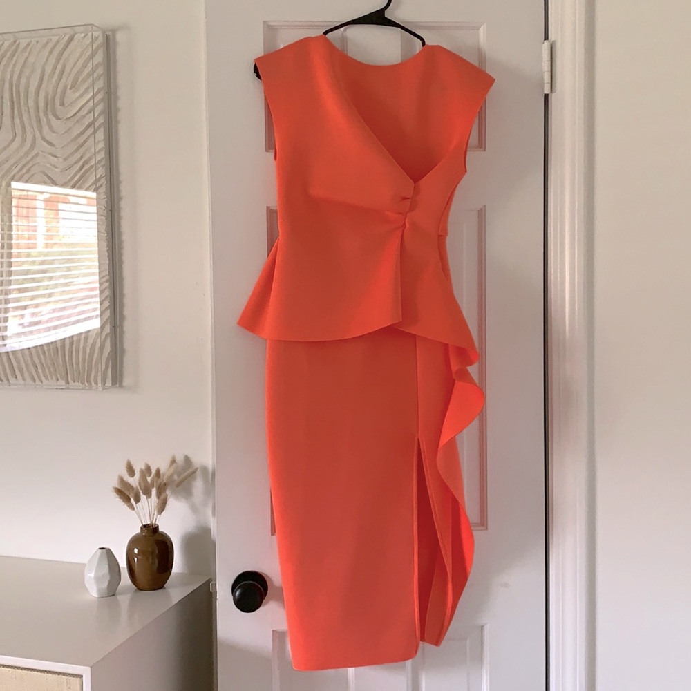 ASOS peplum pencil midi dress with tuck detail